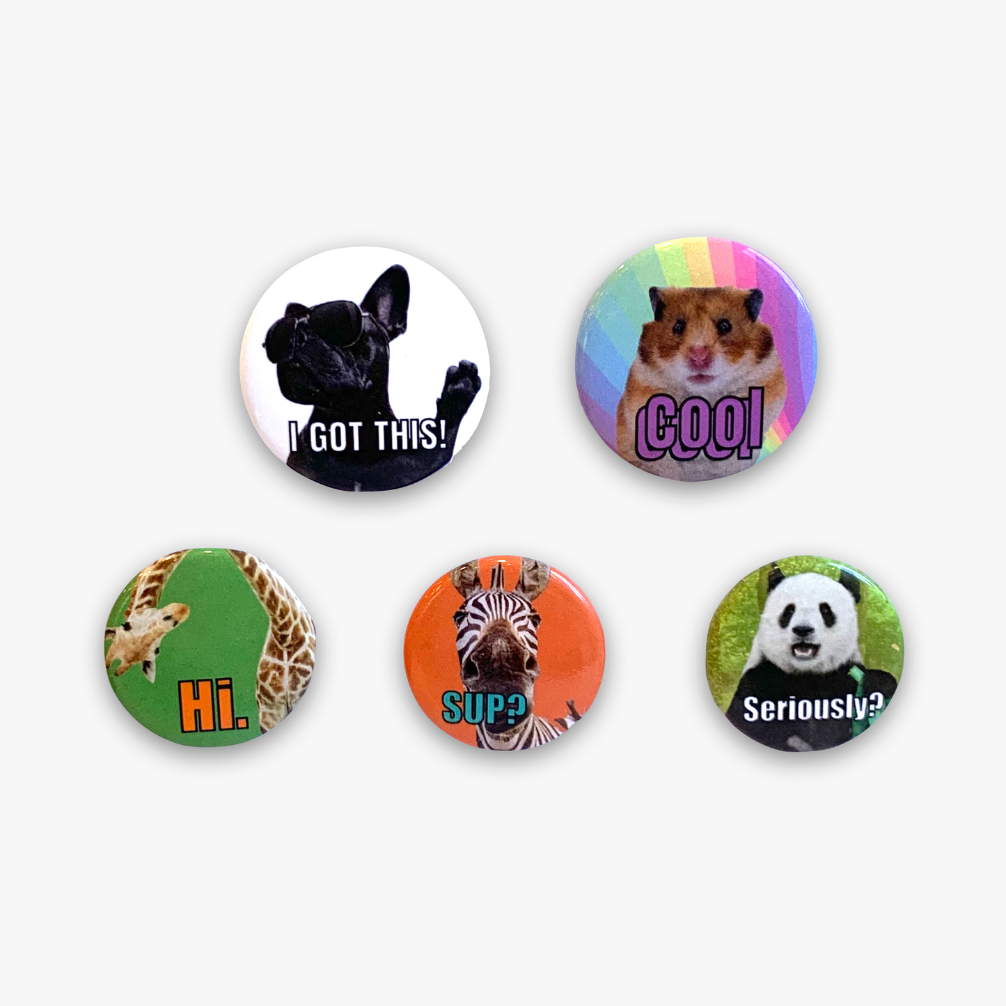 FIVE Animal Buttons